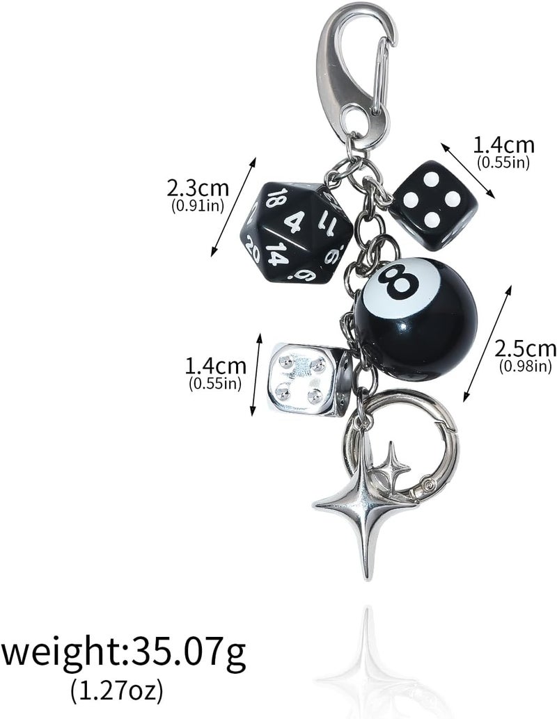 SORGERLY 8 Ball Dice Charm Keychain - Cute Bag Purse Handbag Accessories - Y2K Aesthetic Key Chain for Women Men - Image 5
